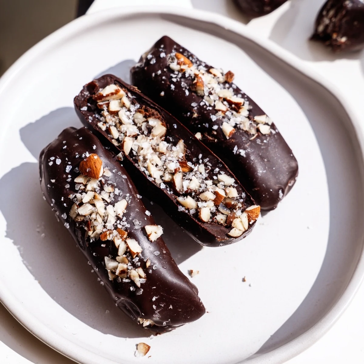 Enjoy these Chocolate Covered Dates Stuffed with Almond Butter, a gluten-free, no-bake dessert served chilled or at room temperature.