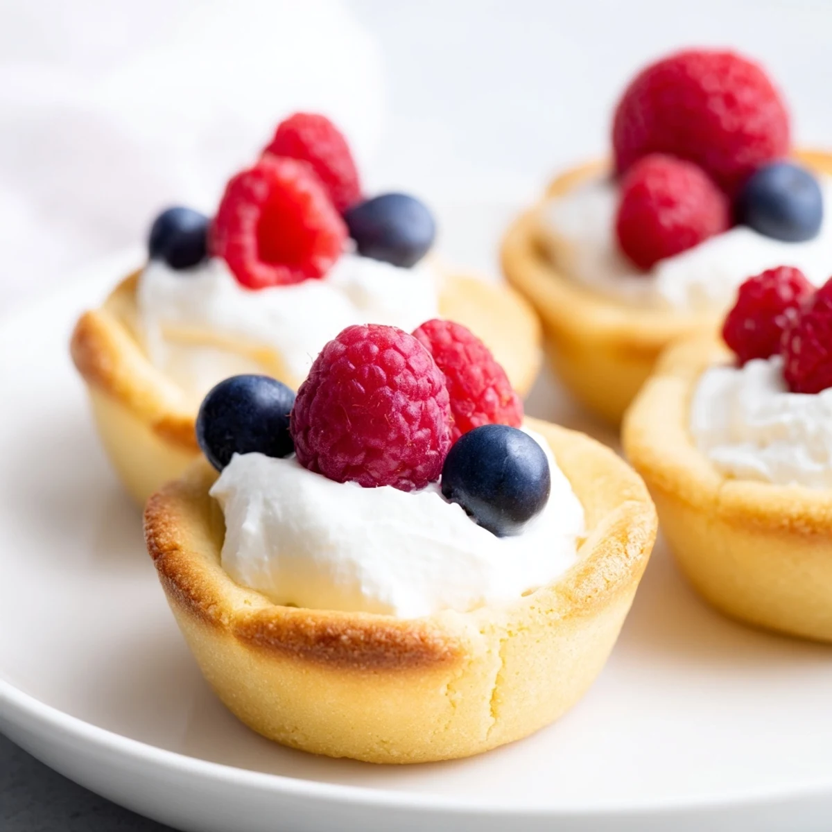 A close-up view of delicious Sugar Cookie Cups showing their crispy edges and sweet vanilla cream filling.
