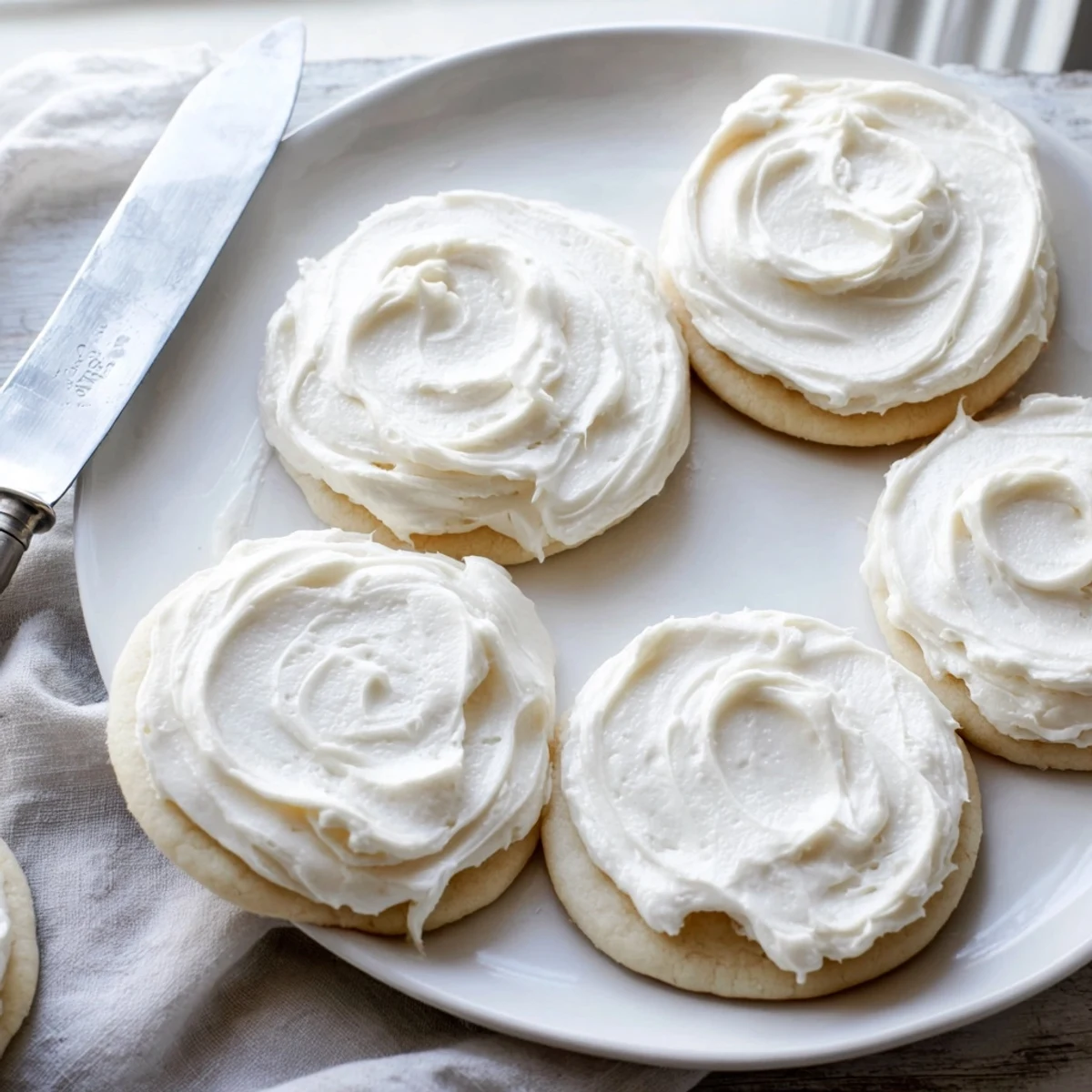 Easy Sugar Cookie Frosting is stirred in a glass bowl with milk, vanilla, and butter, ready for decorating.