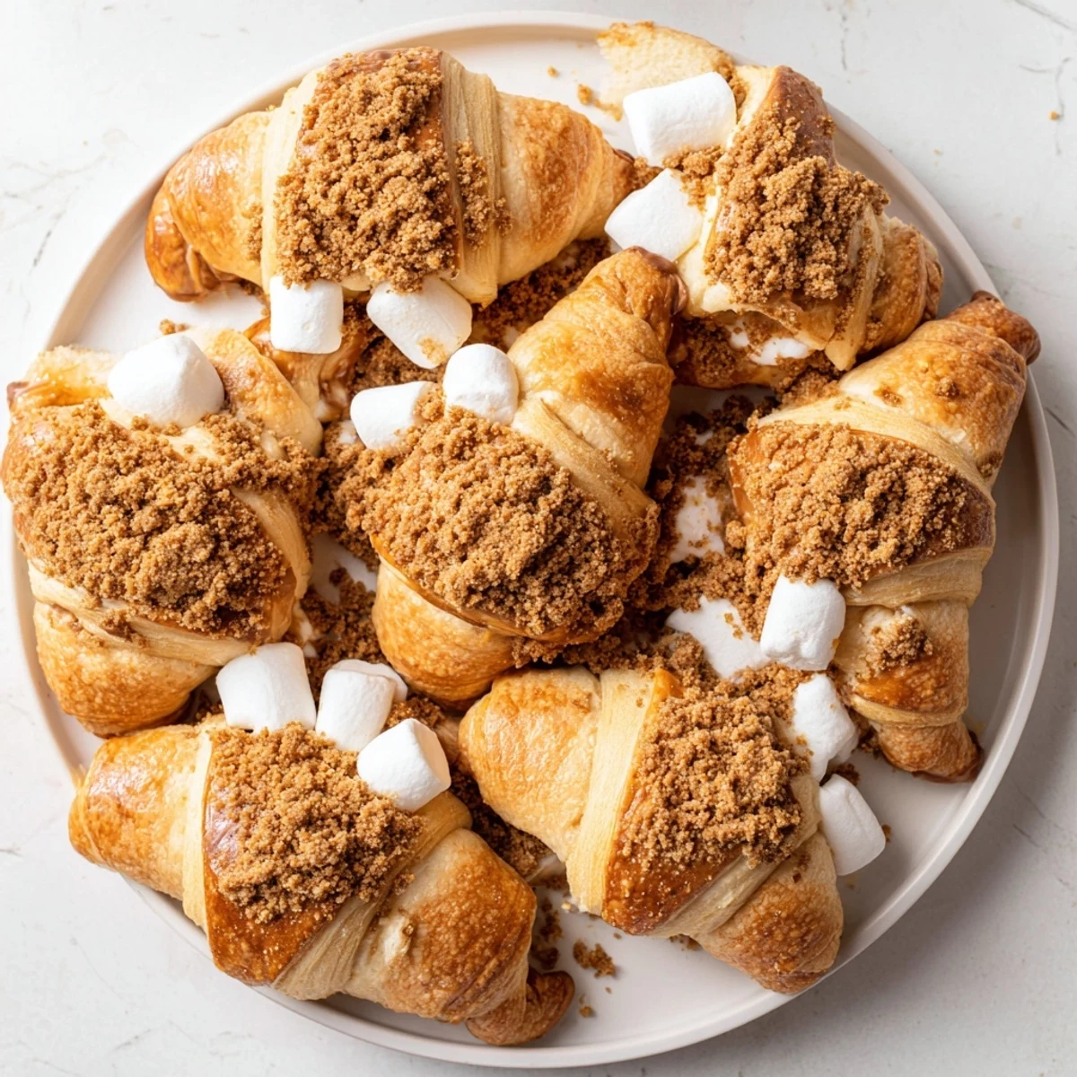 Easy homemade Smores Crescent Rolls with golden-brown pastry, melted chocolate centers, and a sweet graham cracker topping, perfect for a quick dessert.