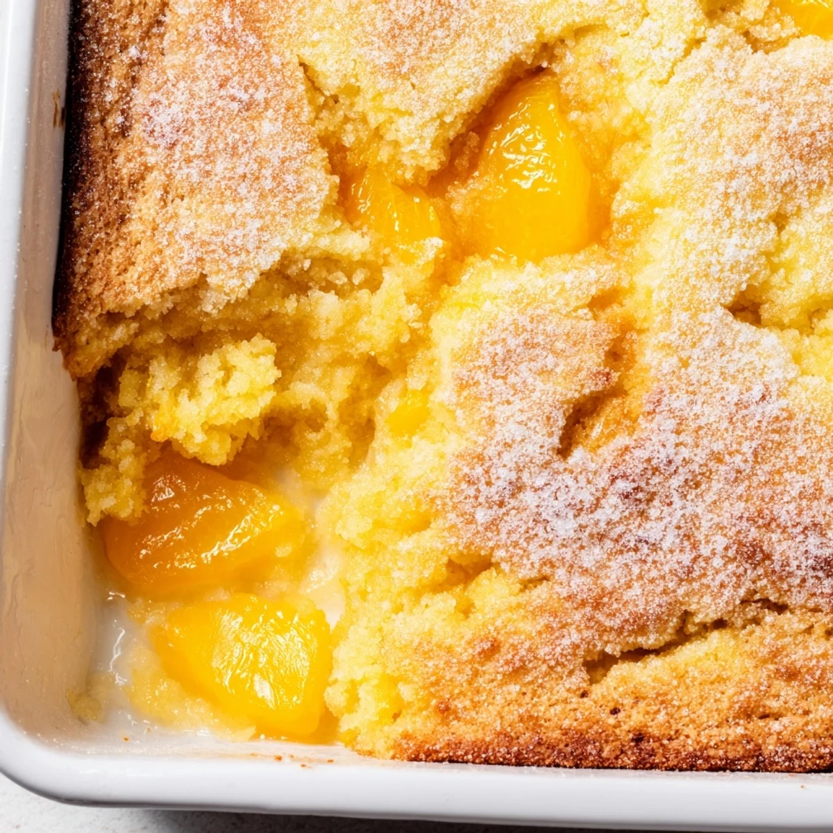 Warm citrus lemon dump cake topped with buttery golden cake mix and fresh lemon zest