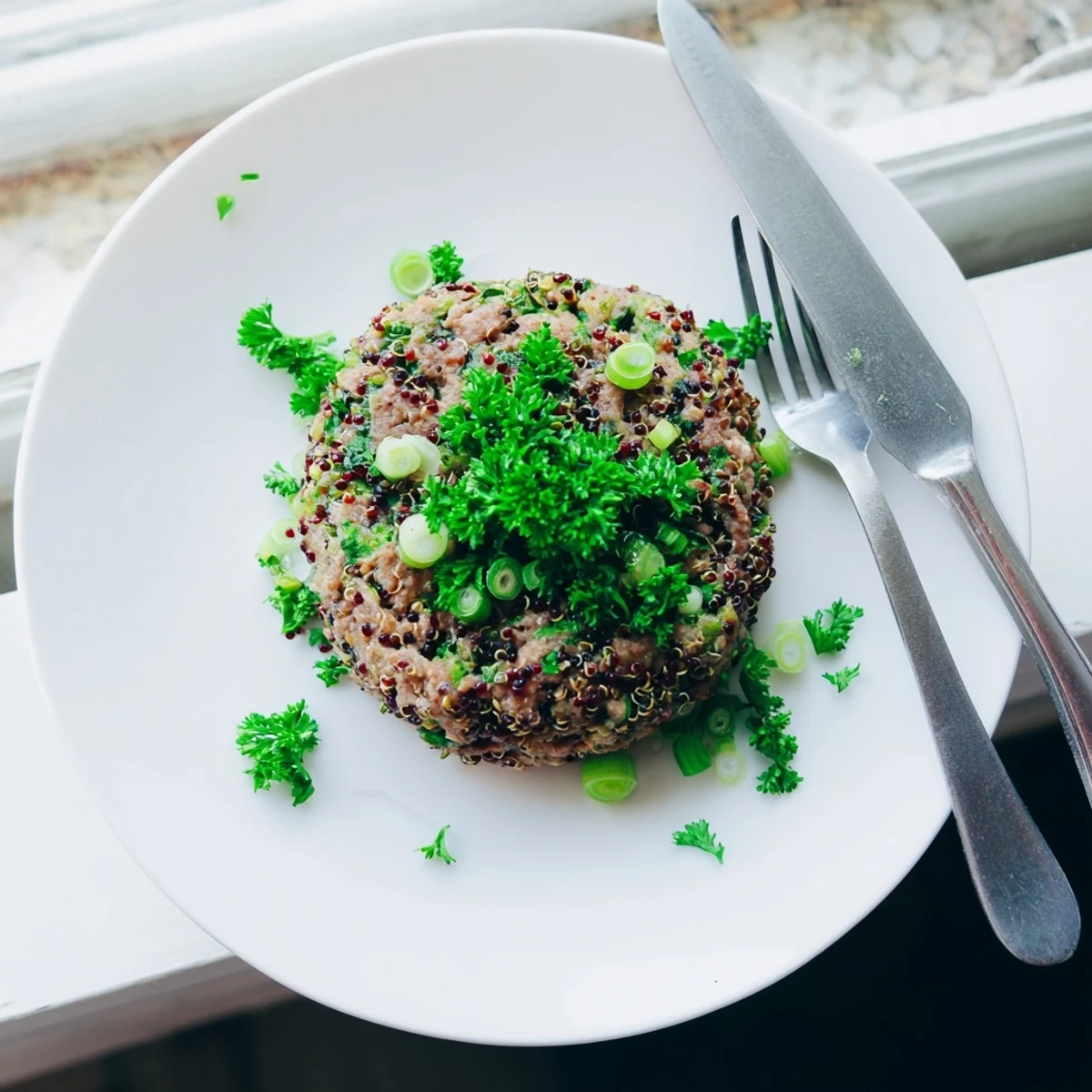 Healthy turkey burger patties packed with tender broccoli and fluffy quinoa