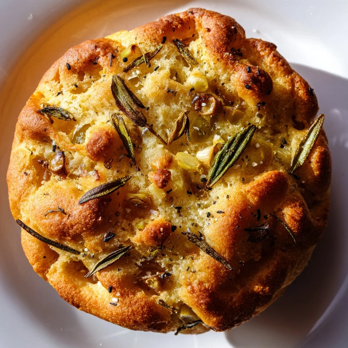 Warm Garlic Rosemary Focaccia Muffins drizzled with olive oil and sprinkled with sea salt