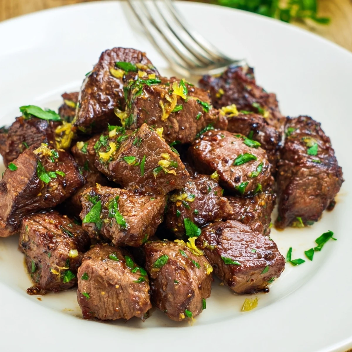 Serve Cowboy Butter Steak Bites with roasted potatoes and bold red wine.