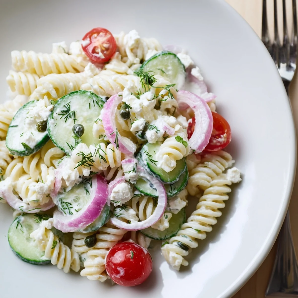 Chill-ready picnic side: tender pasta, crunchy cucumbers and dill Cucumber Pasta Salad.