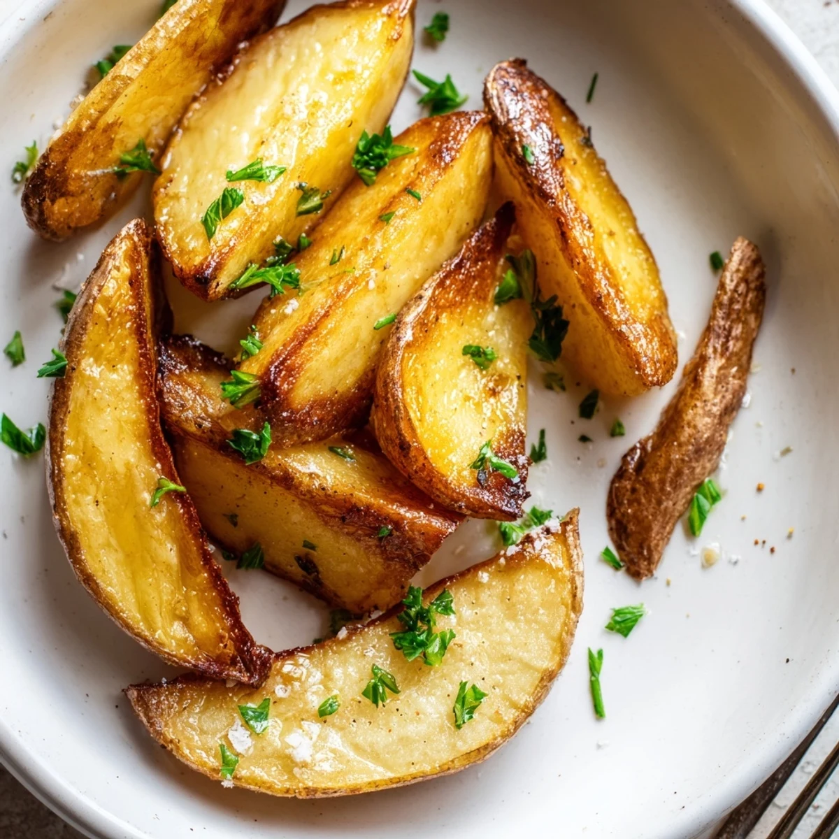Crispy oven-baked Potato Wedges with golden edges and fluffy centers served hot.