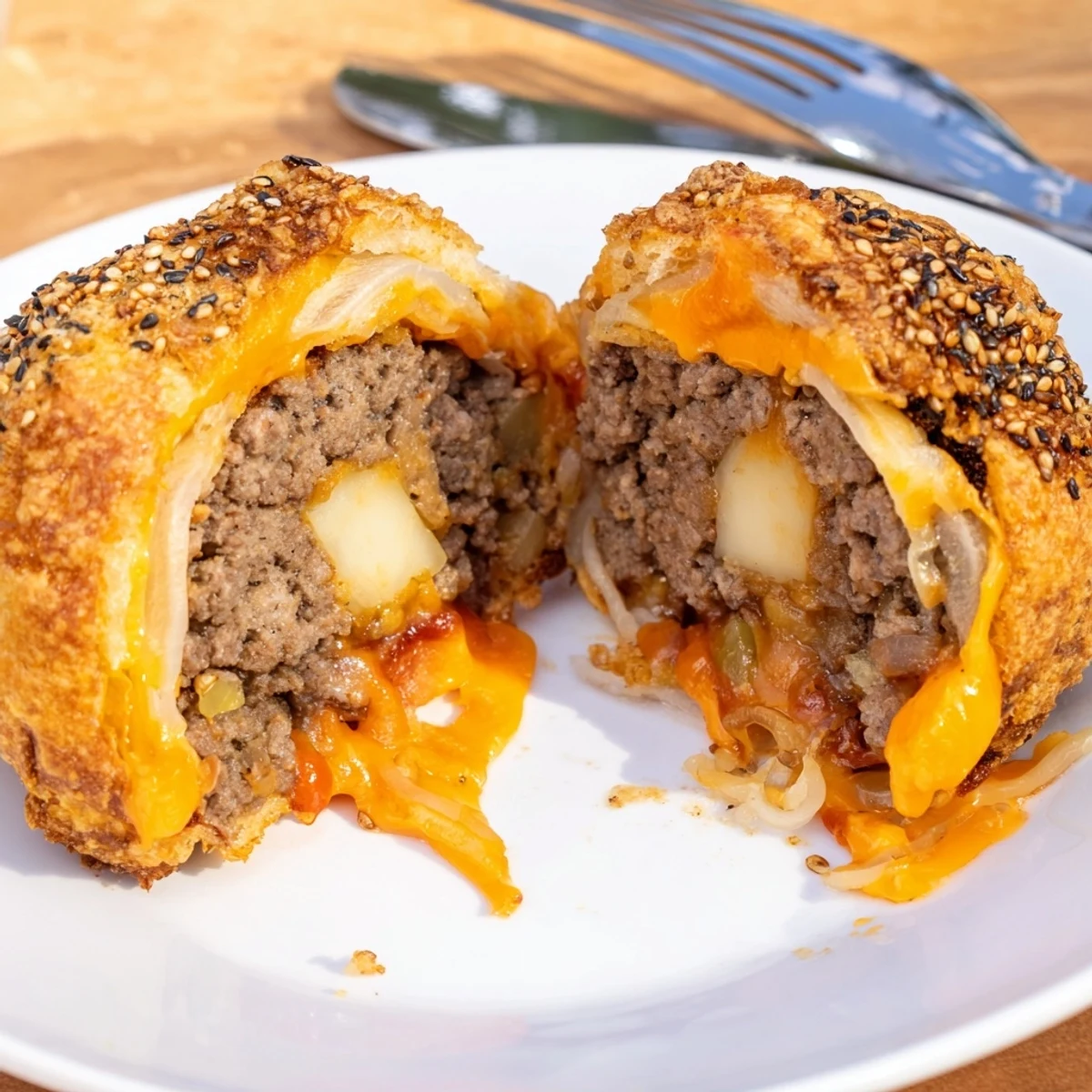 Steaming, cheese-dripping bites — Cheesy Cheeseburger Bombs Explosion Recipe ideal for parties