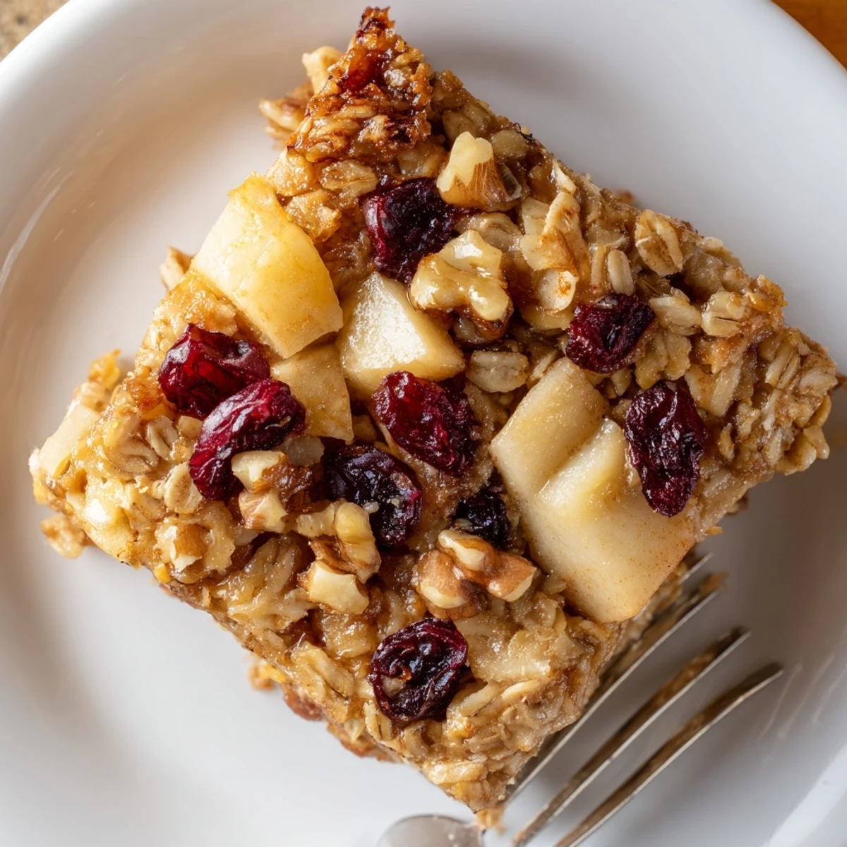 Golden-brown Delicious Apple Cinnamon Oatmeal Bake Recipe For Mornings cooling on rack