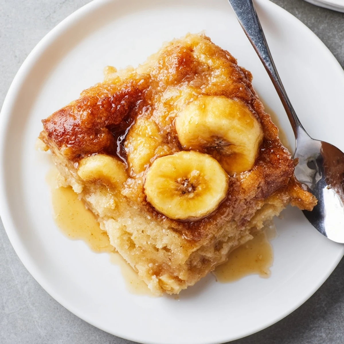 Old Fashioned Banana Cobbler bubbling with caramelized bananas under golden buttery crust