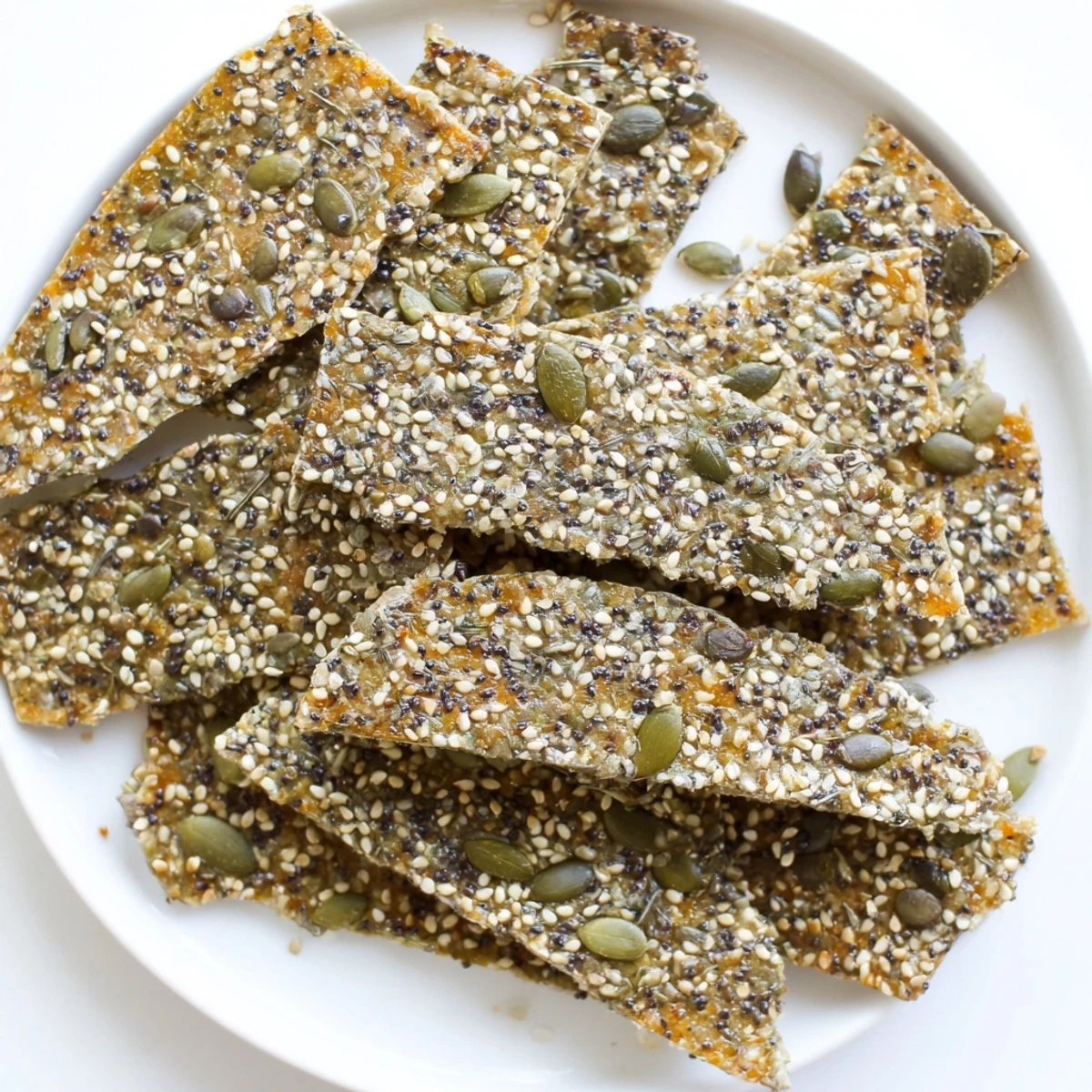 Seed Crackers cooling on parchment, golden edges and crunchy seed flecks.