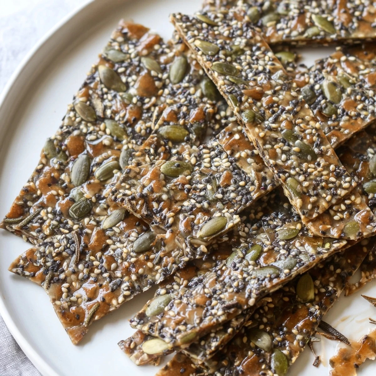 Baked Seed Crackers served with hummus, herby aroma and crisp texture.
