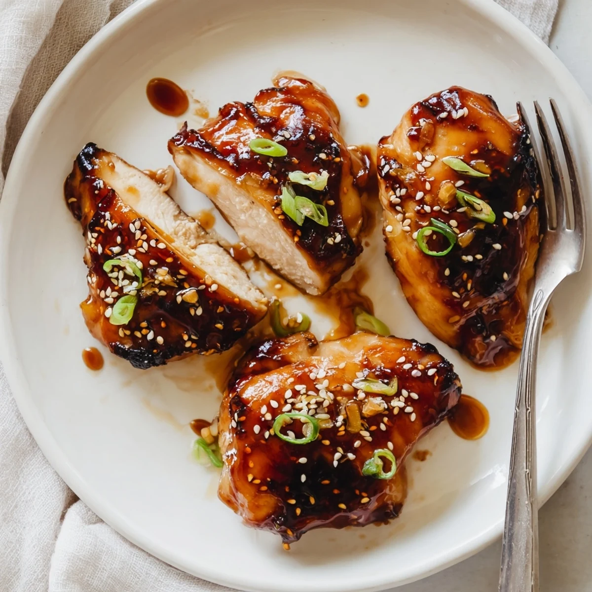Weeknight Spicy Maple Soy Chicken with fragrant garlic and ginger aroma, ready to serve.