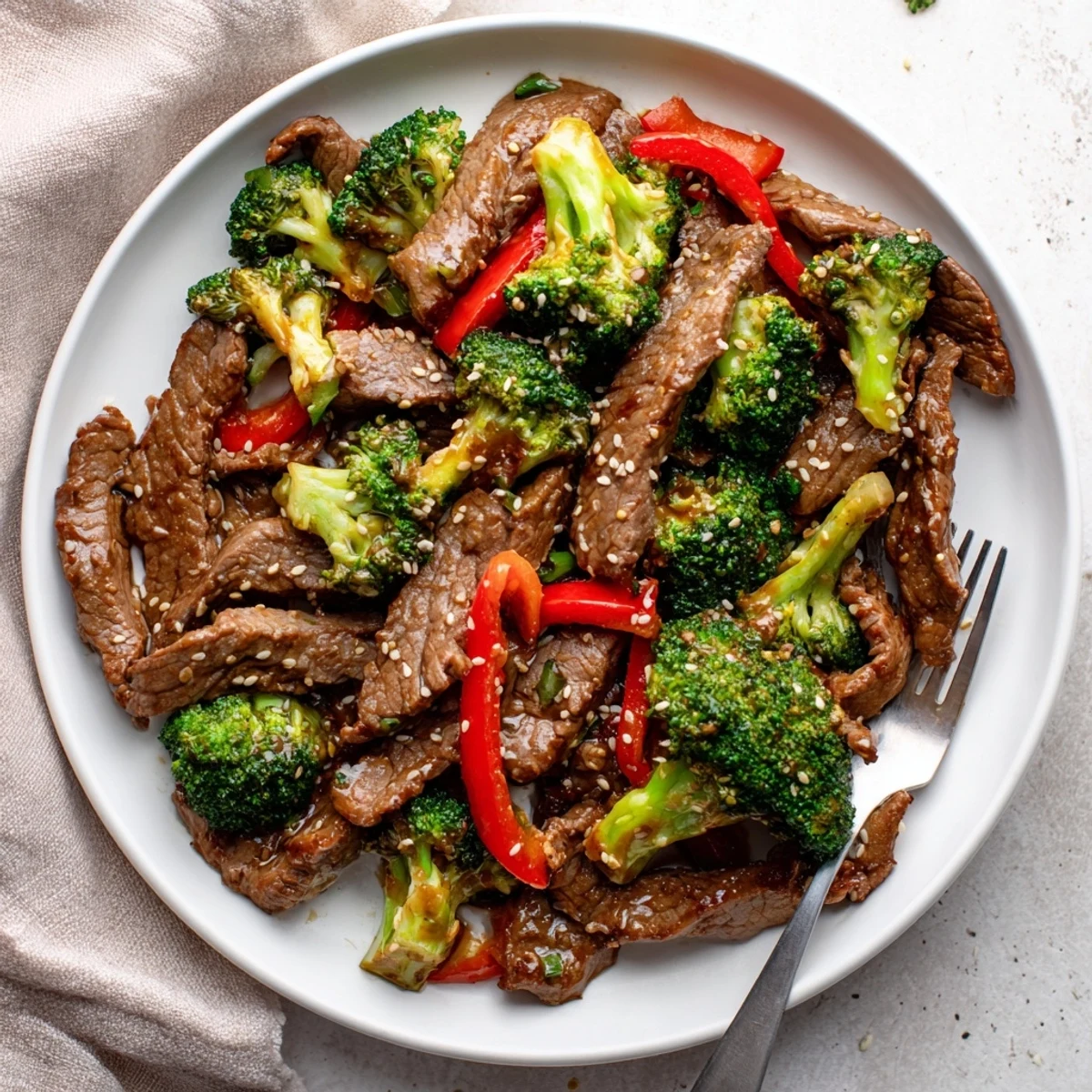Sizzling Beef And Broccoli Stir Fry with tender beef and crisp florets  