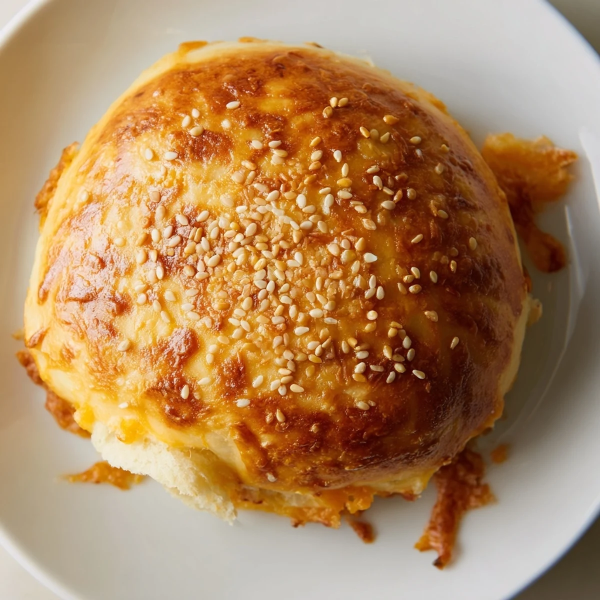 Warm, fluffy Cheddar Cheese Buns Recipe on a baking sheet, golden tops