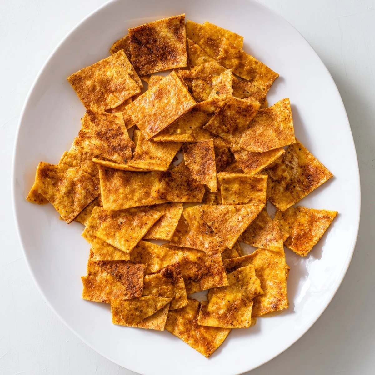 Homemade chickpea chips baking in the oven with golden edges and paprika speckles