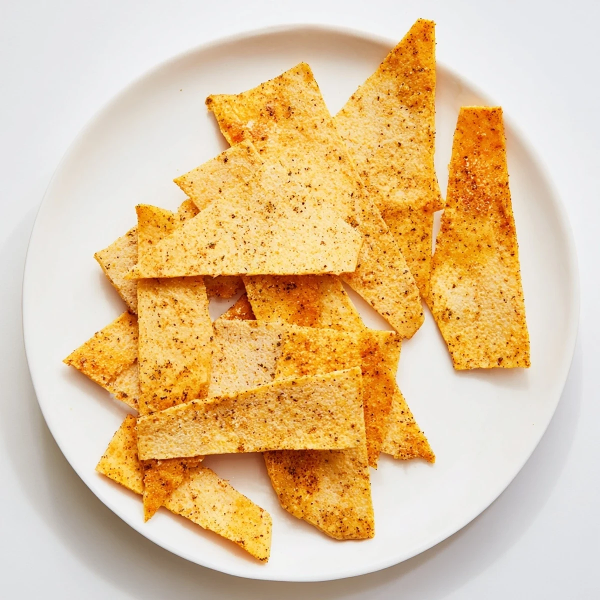 Stack of gluten-free chickpea chips with a bowl of hummus for healthy snacking