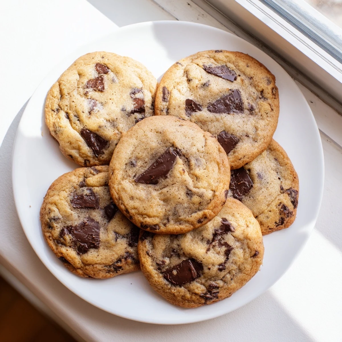 Homemade chewy chocolate chip cookies with crisp edges and gooey chocolate centers