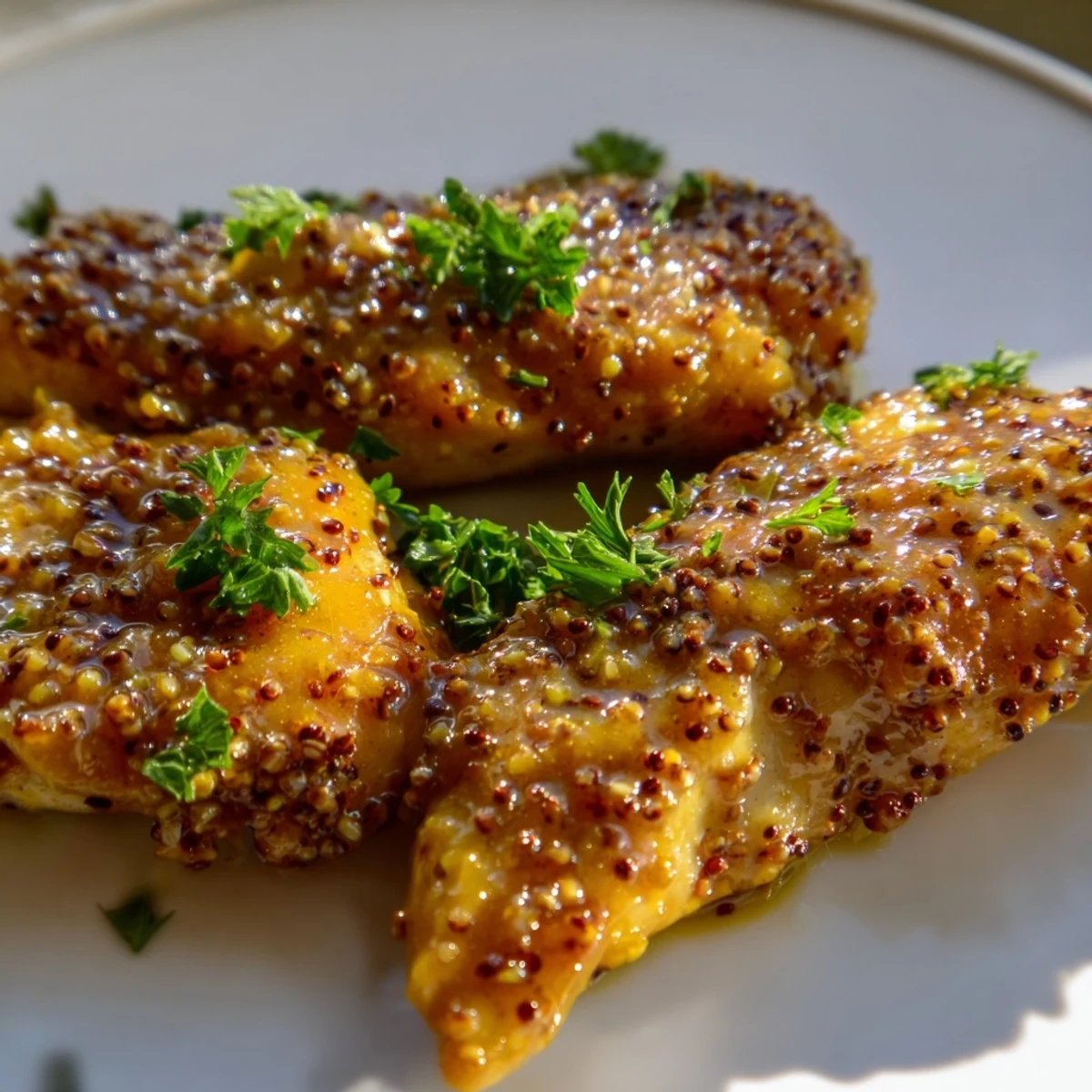 Family-friendly oven baked honey mustard chicken with caramelized edges ready for a comforting weeknight dinner