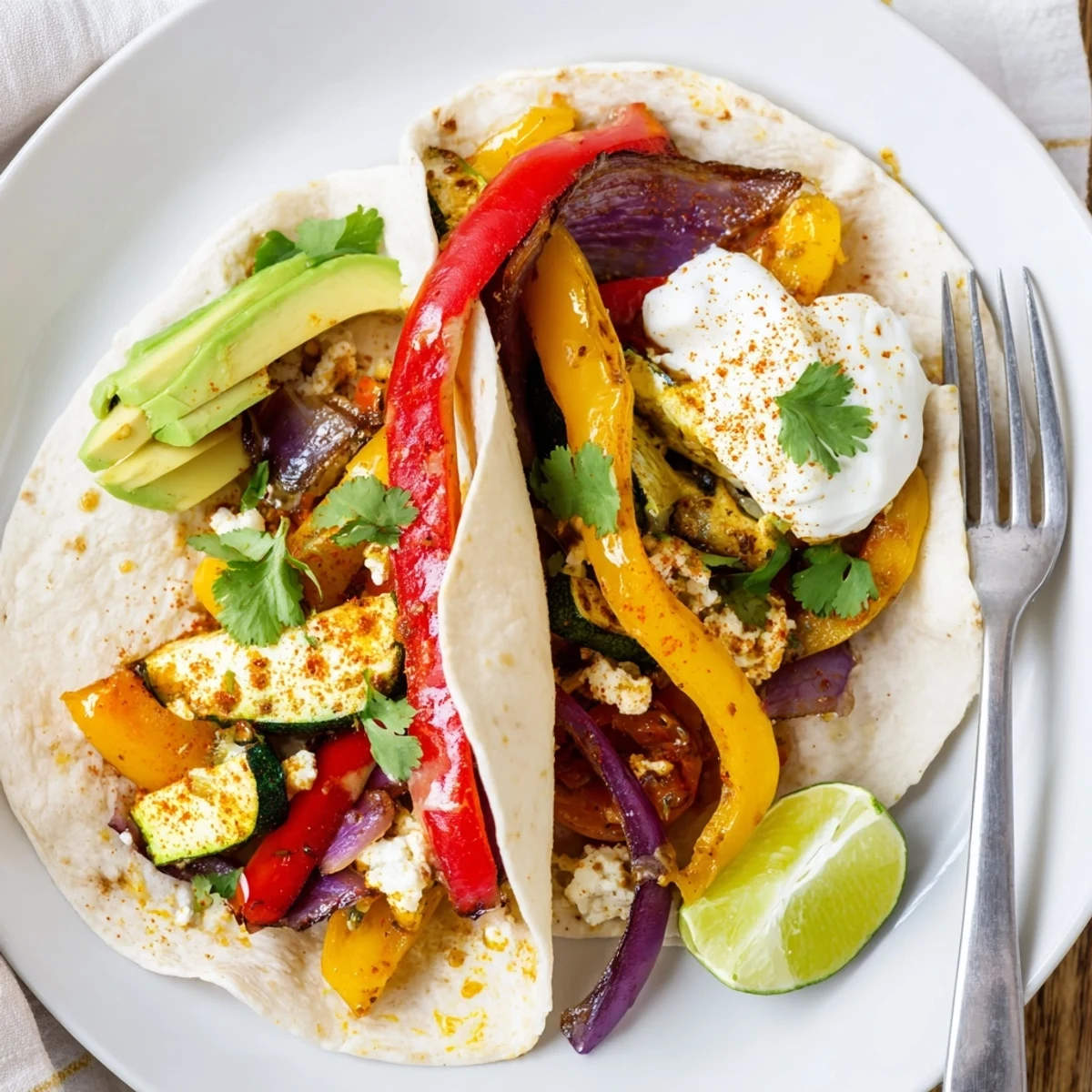 Freshly finished Tajin Feta Sheet Pan Fajitas, steam rising, cilantro garnish.