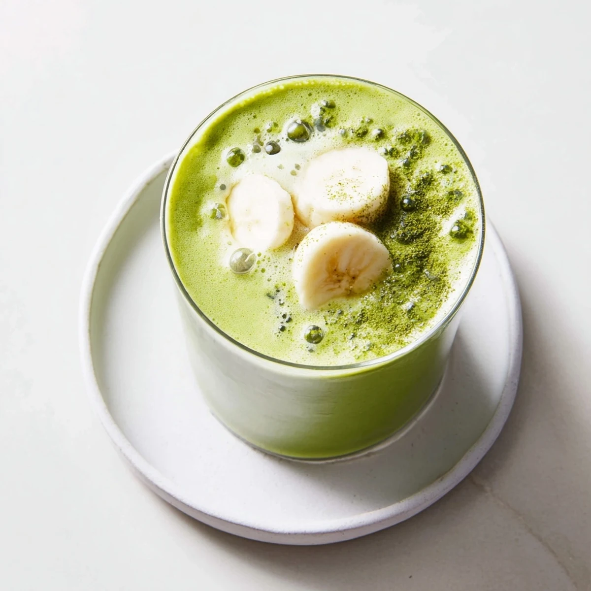 Cold Matcha Smoothie garnished with chia seeds, energizing afternoon pick-me-up