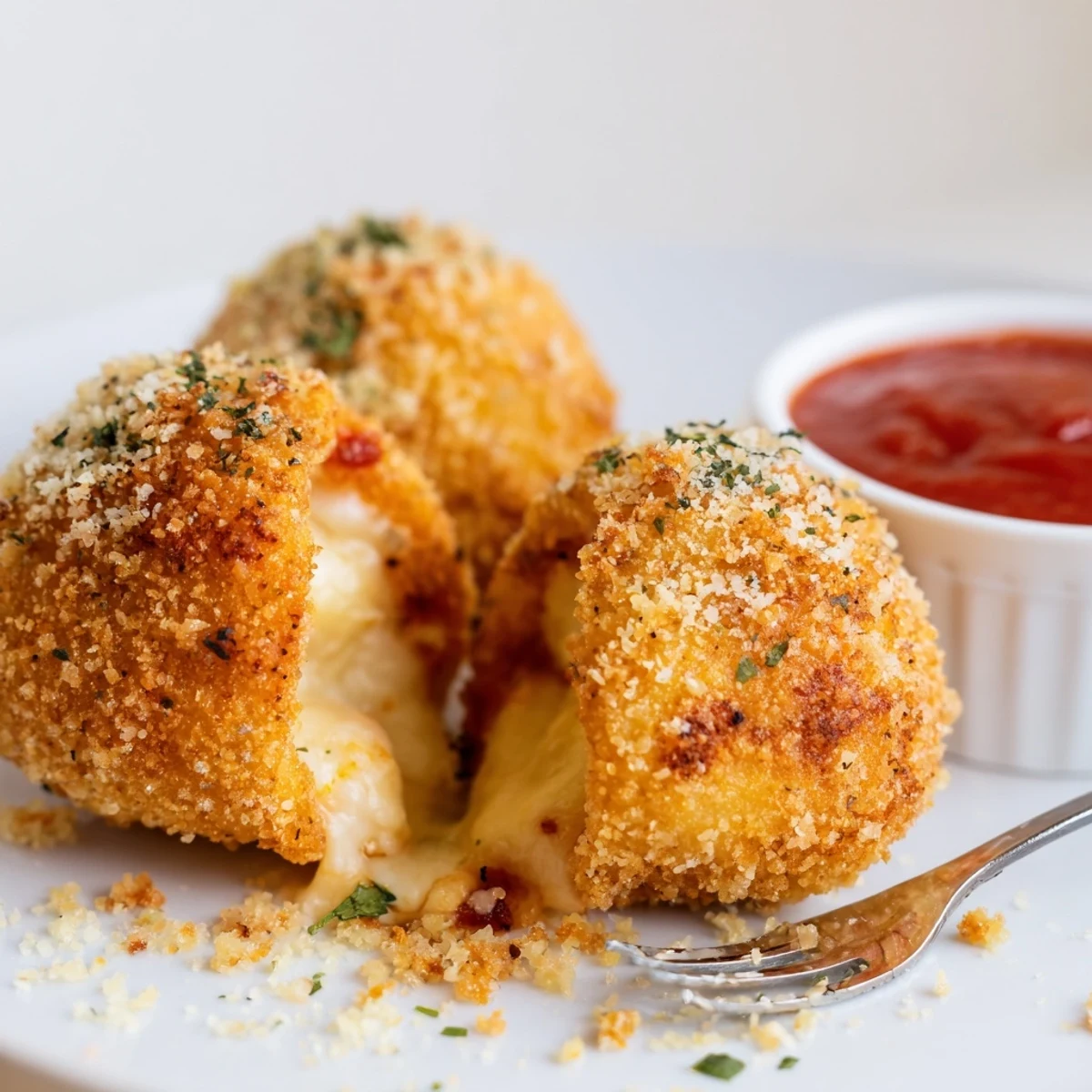 Baked or fried Crispy Tortellini Party Snacks Recipe, golden shells, gooey cheese inside