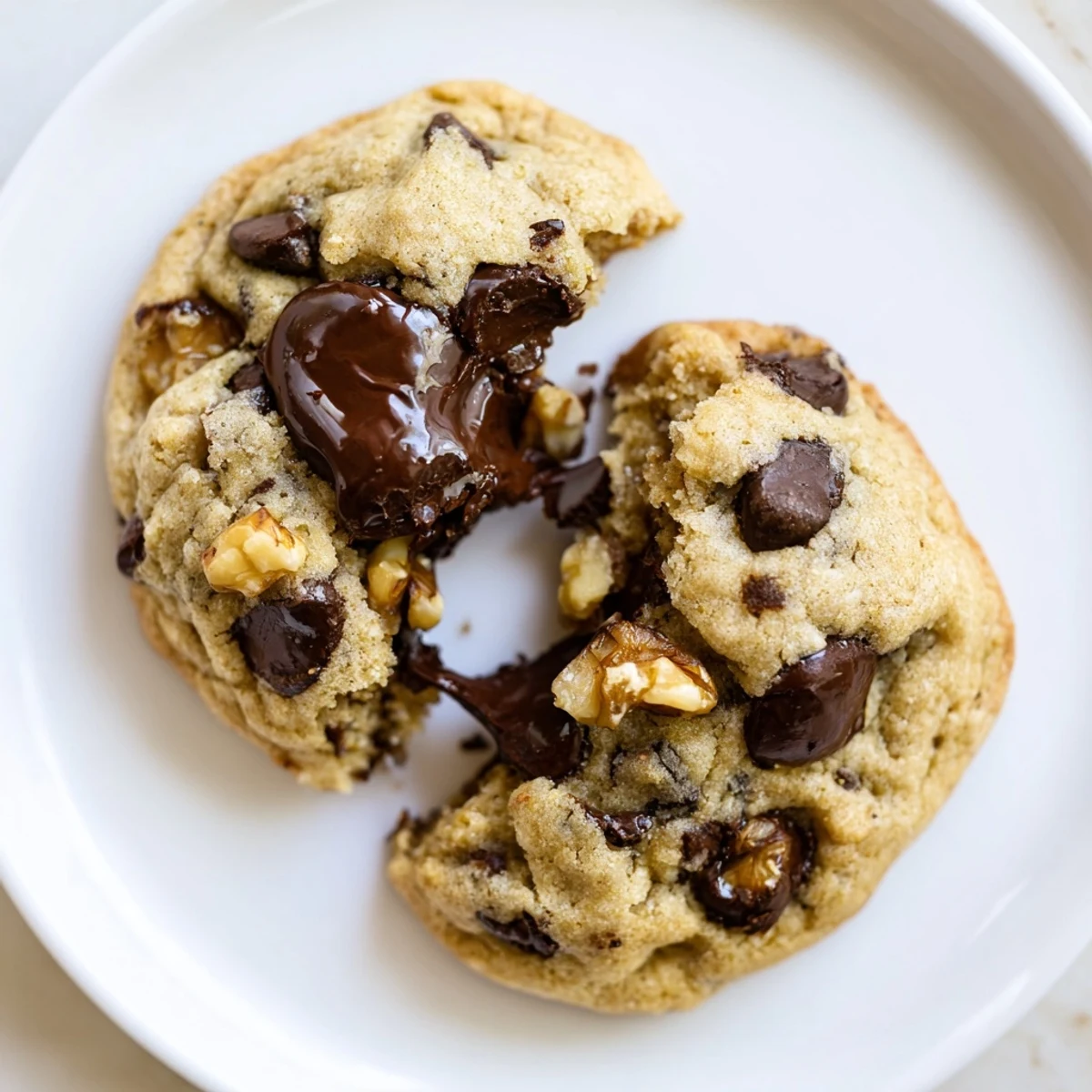 Fresh baked Chocolate Chip Cookies stacked on plate, buttery aroma and melty chips
