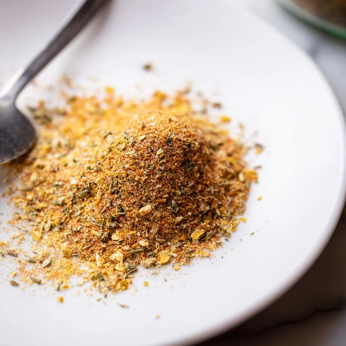 Small bowl of Vegan Chicken Seasoning For Rubs Marinades And Broth, aromatic for rubs