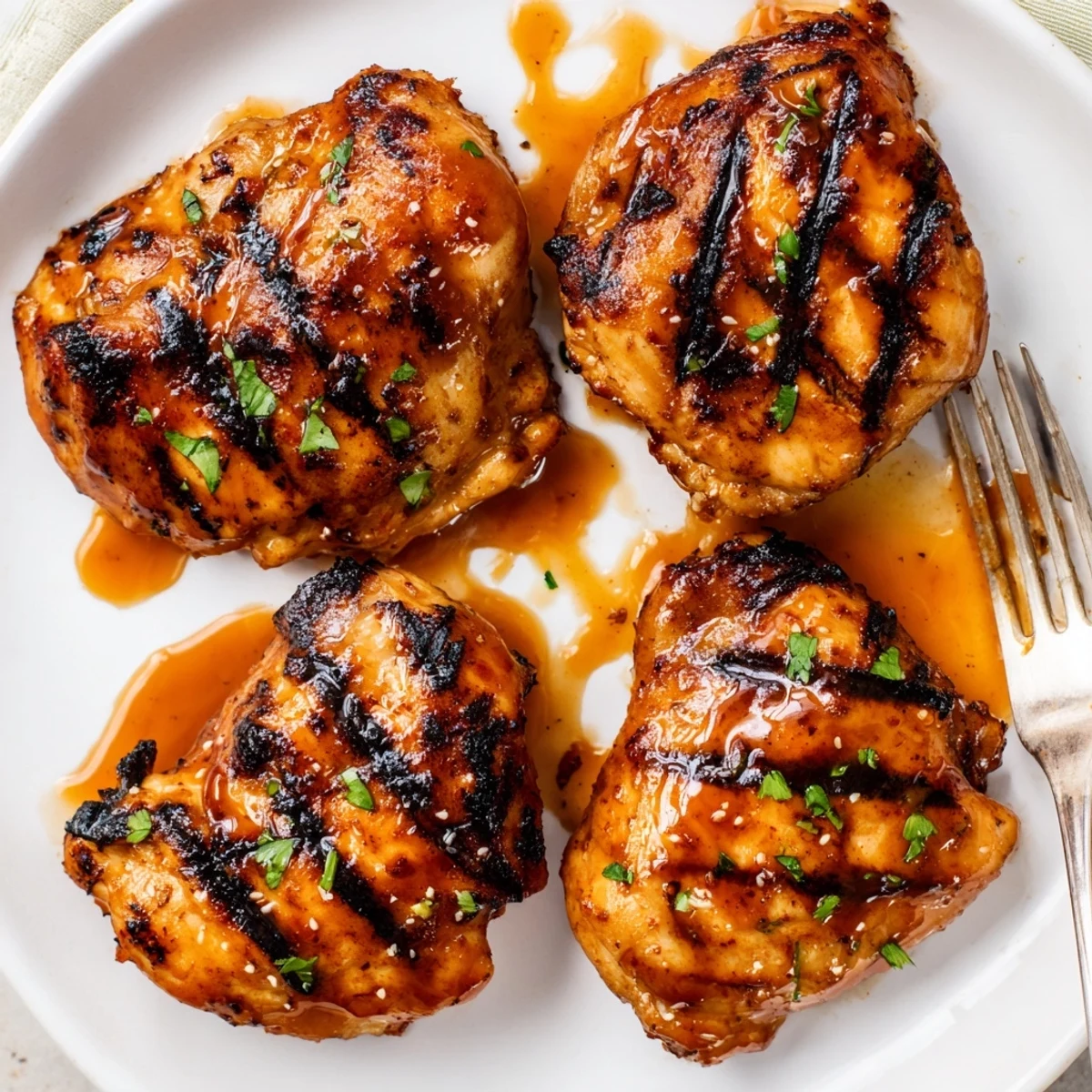 Smoky, juicy Grilled Honey Buffalo Chicken Thighs served hot with creamy blue cheese.