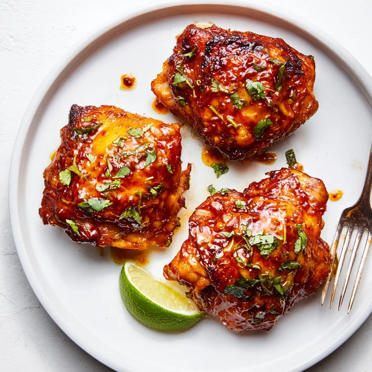 Roasted Chipotle Honey Chicken Thighs With Smoked Gouda served with lime wedges