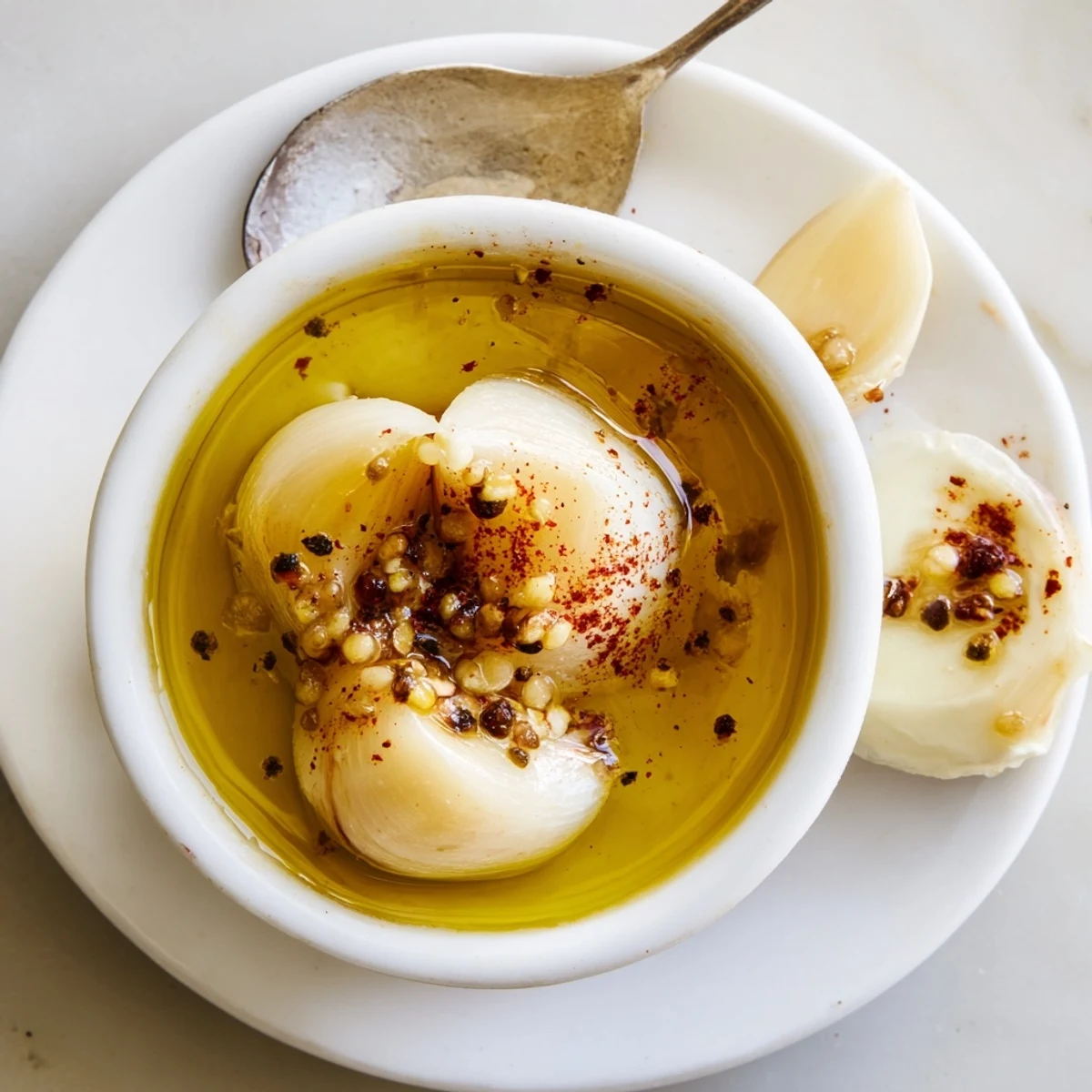 Smoky Garlic Sauce draped over grilled burgers, silky texture and roasted aroma