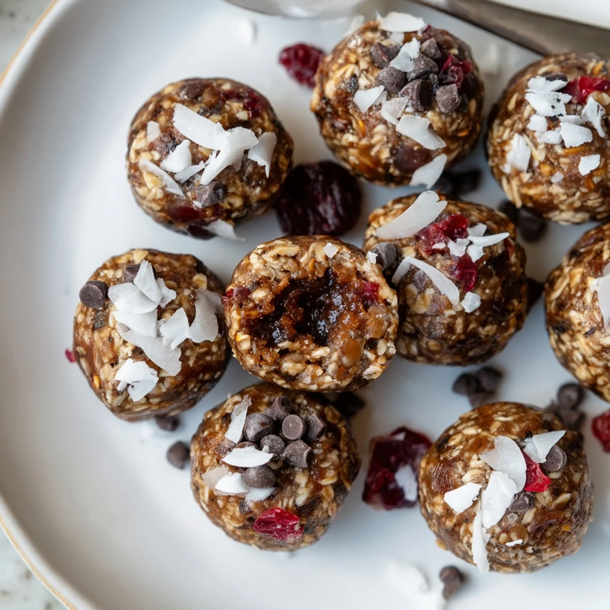 Chewy, naturally sweet Date Energy Balls piled in jar, perfect pre-workout snack