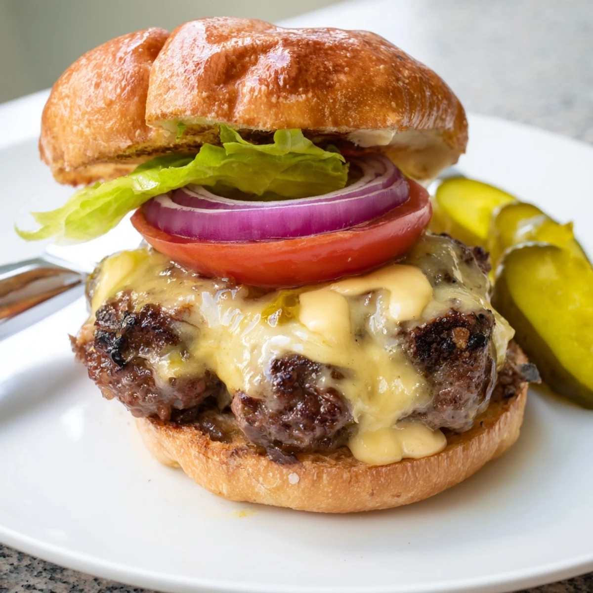 Cheesy Smash Burgers with crispy browned edges and gooey melted cheese