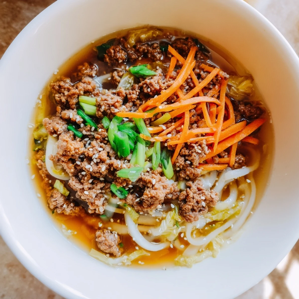 Savory Beef Egg Roll Soup Delight poured into bowls for a cozy weeknight meal