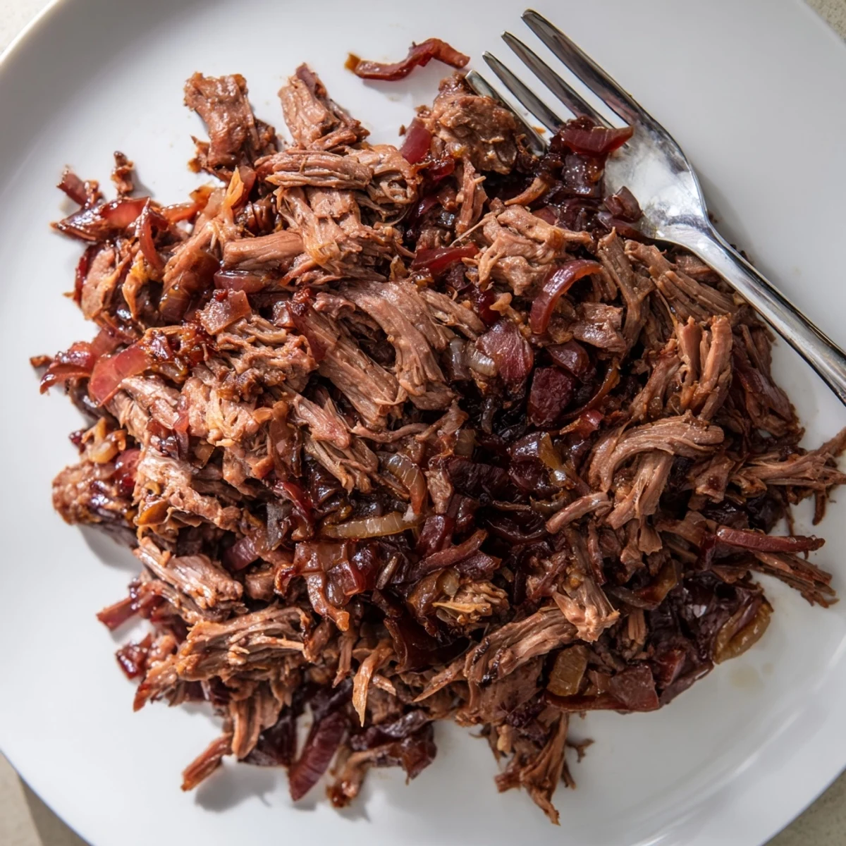 Spicy Mexican-style slow cooker beef barbacoa served with fresh cilantro and lime wedges