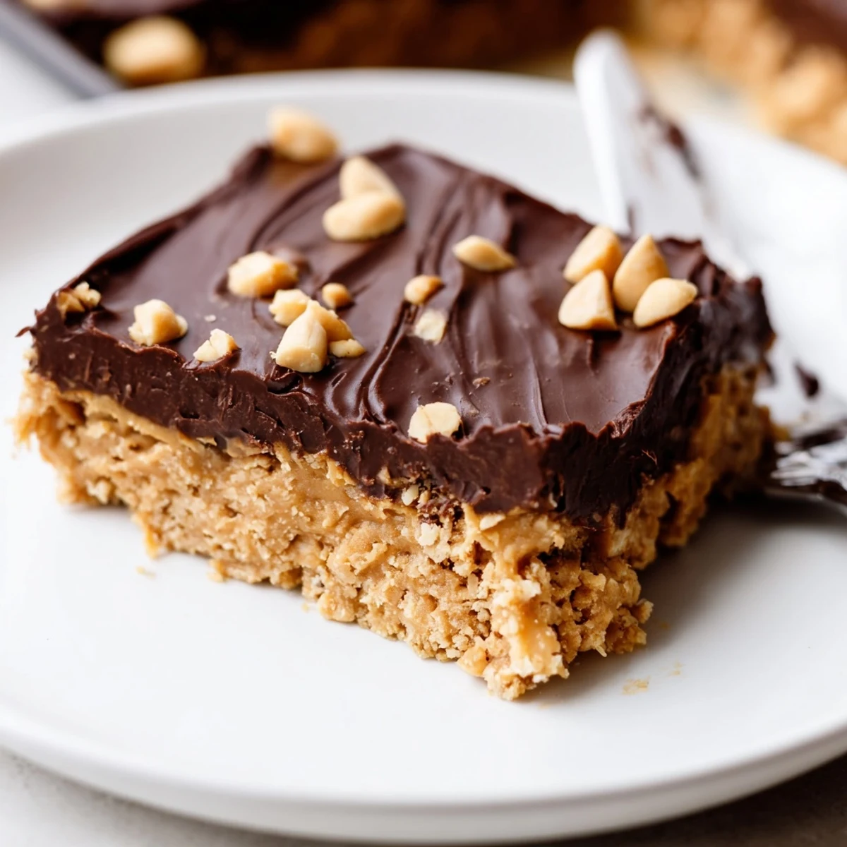 Fresh Peanut Butter Bars with chewy base, rich peanut aroma, ready to serve