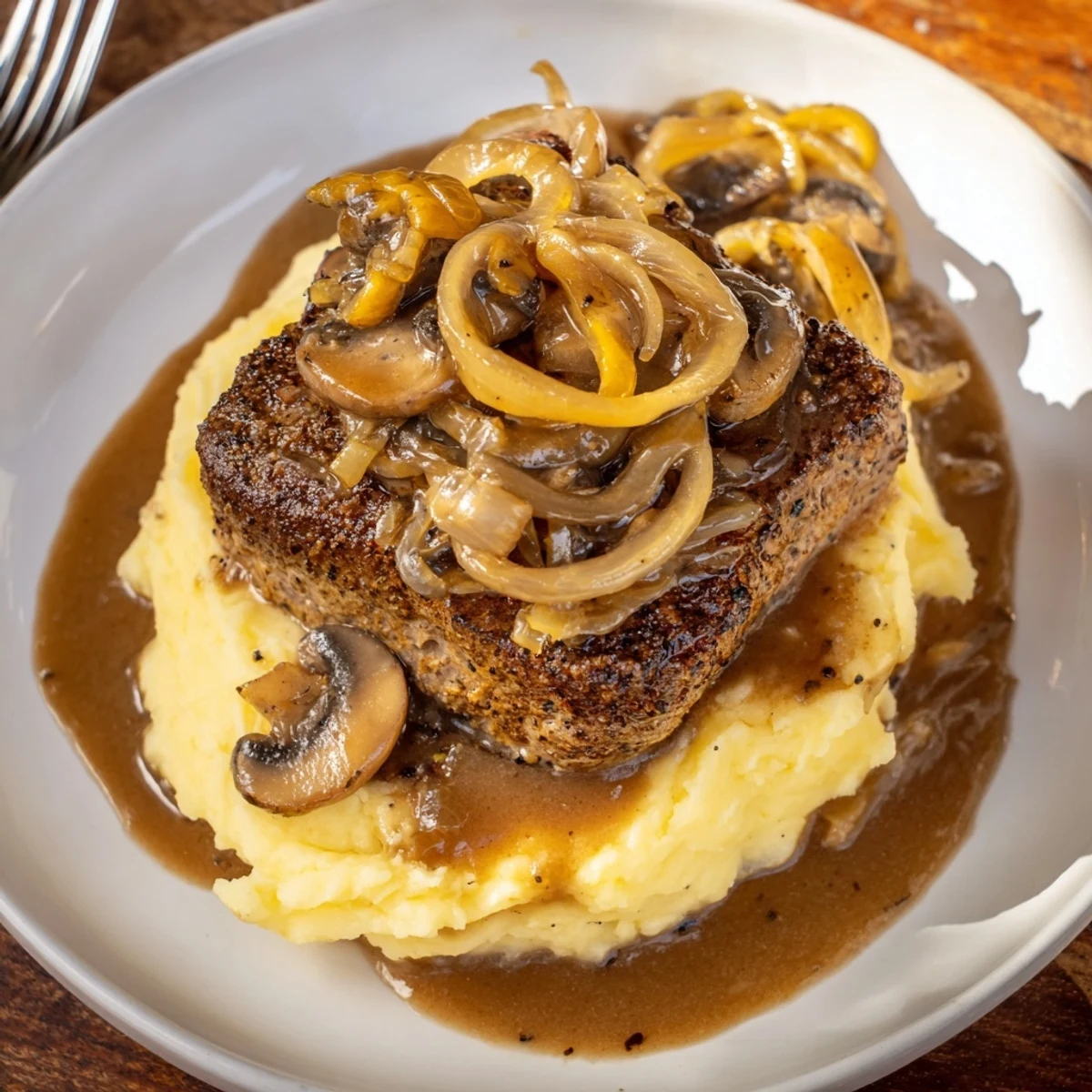 Golden-browned Country Style Smothered Cube Steak Recipe nestled in rich gravy
