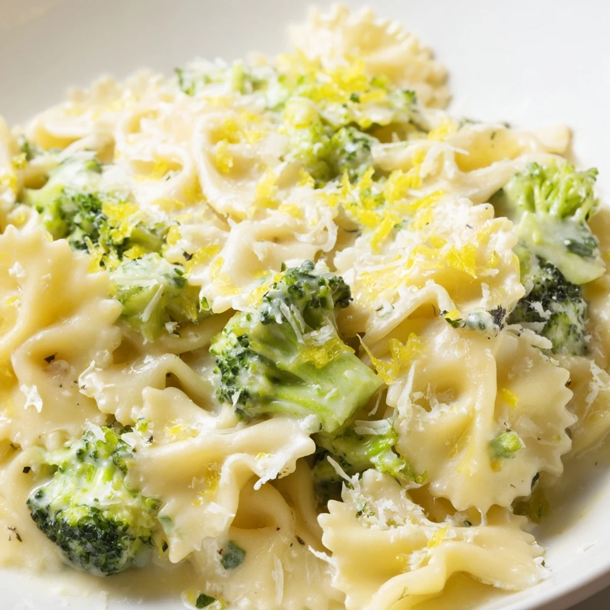 Golden ribbons of Mafaldine Pasta Limone Broccoli coated in a silky lemon cream sauce