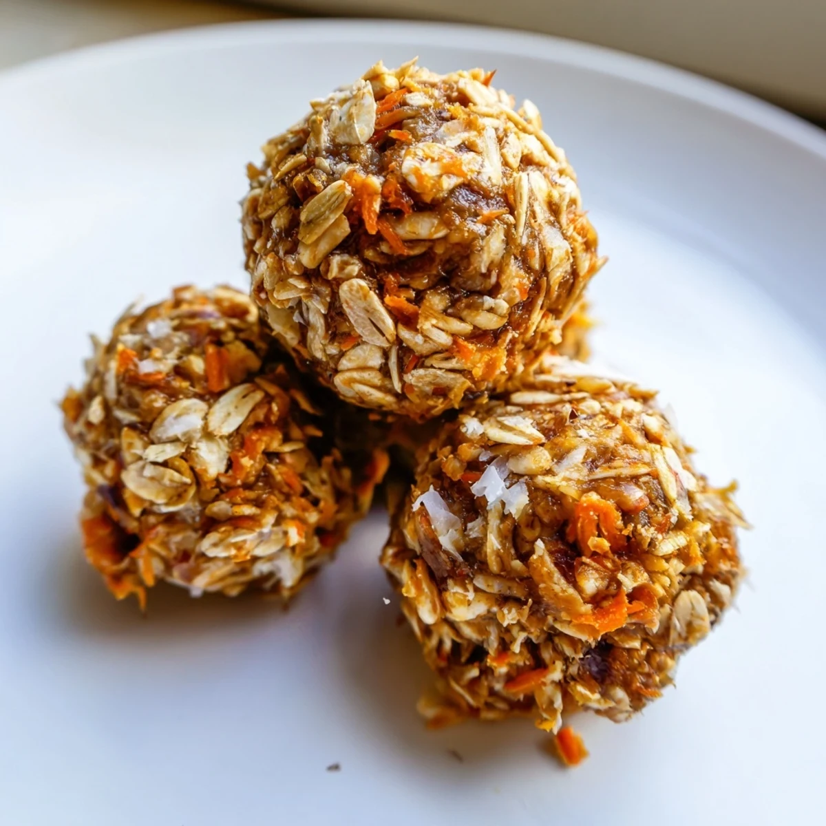 Golden no-bake Carrot Cake Energy Balls studded with walnuts and fragrant warm spices
