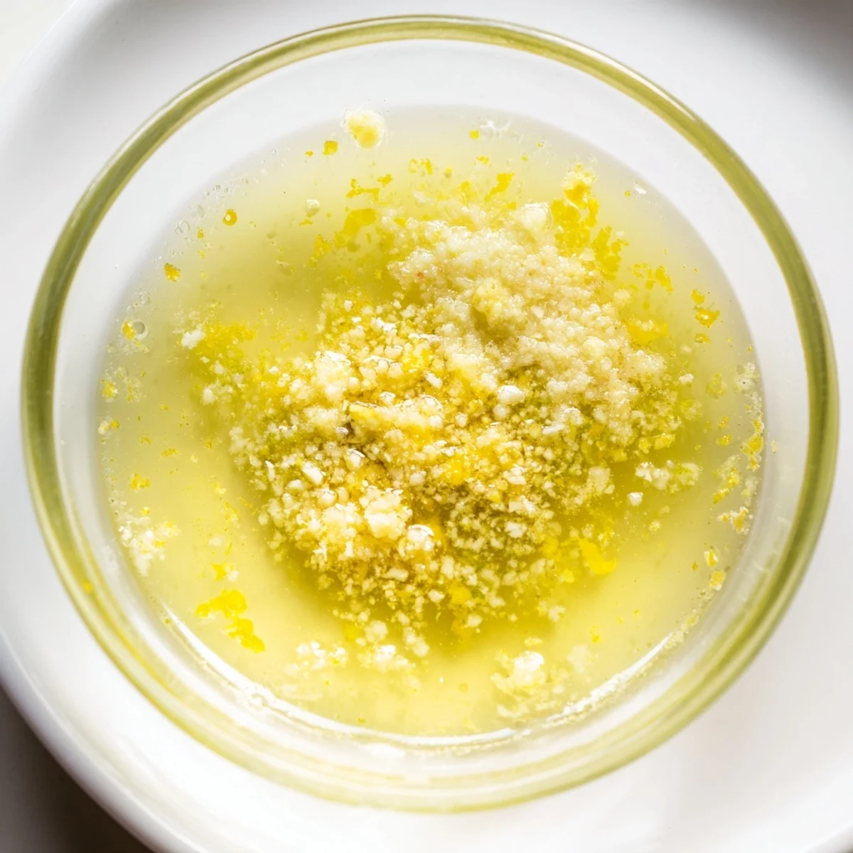 Creamy Lemon Vinaigrette Dressing Recipe emulsified in a glass jar with garlic zest  
