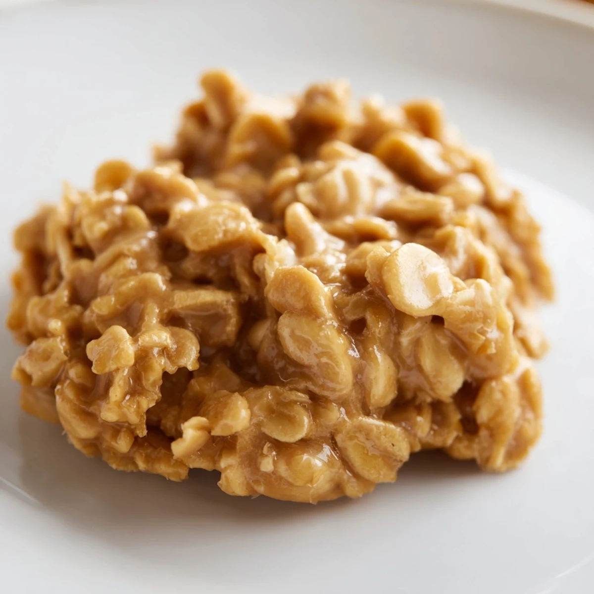 A batch of Peanut Butter No Bake Cookies featuring oats and peanut butter swirls.