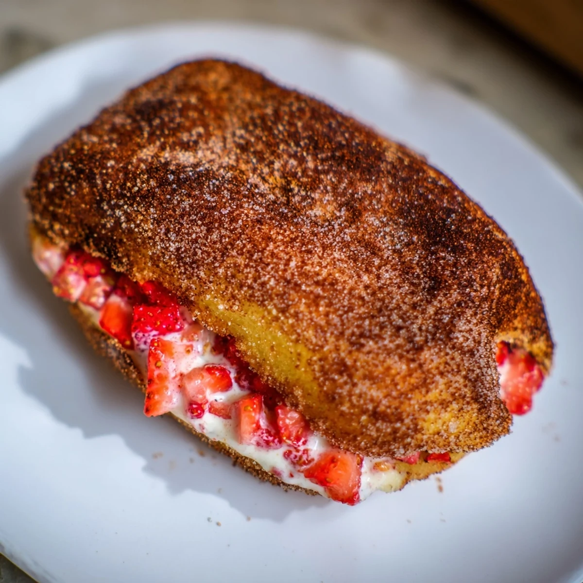 Toasted strawberry cream cheese roll ups served warm with fresh fruit bites  