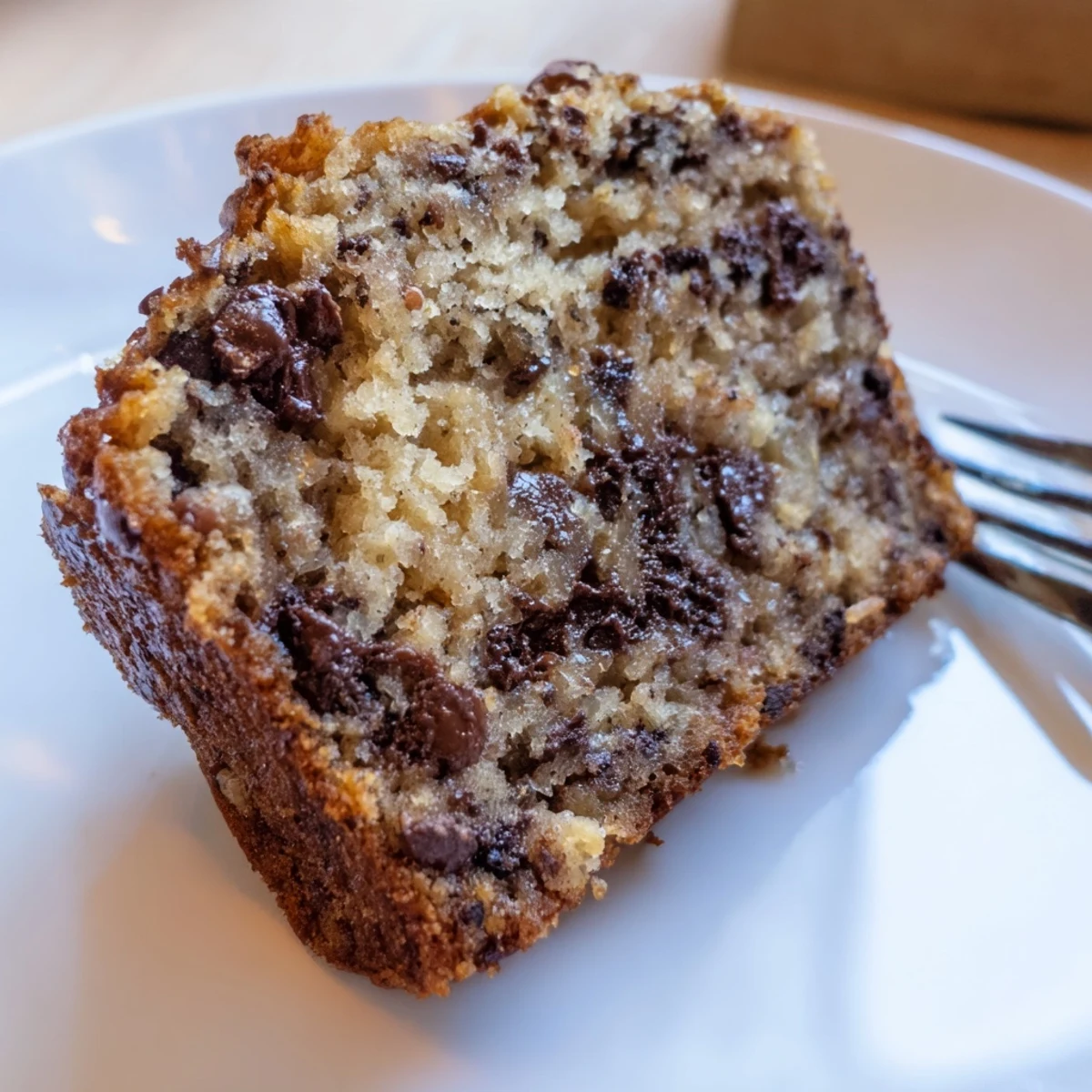 Rich One Bowl Banana Bread With Chocolate Chips served warm for a sweet treat